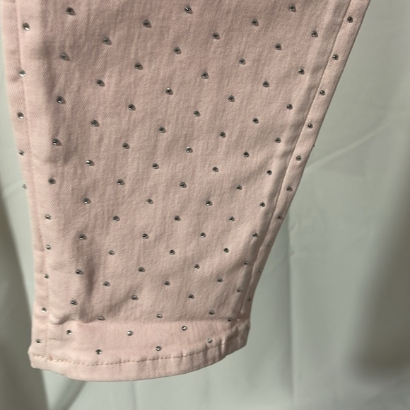 TOPSHOP PETITE ROCKABILLY PINK RHINESTONED ANKLE GRAZER JEANS 34/28 NEW - Picture 5 of 8
